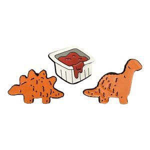 🧷DINO NUGGETS - Adorable Three Pack of Enamel Pins - Black Backing